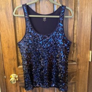 Joe Fresh Navy sequin tank top Large NWOT